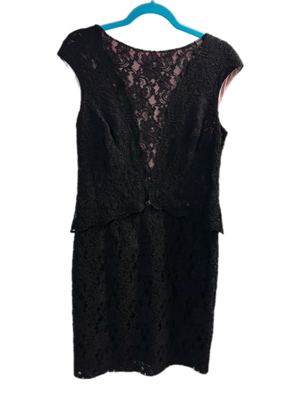 Ralph Lauren Black Lace Midi Dress with Illusion Lining LBD Little Black Dress